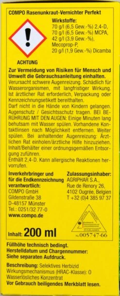 Compo Rasenunkraut-Vernichter Perfekt - 200 Ml -Deutschland Pflegoria Verkaufs-Shop Compo20Rasenunkraut Vernichter20Perfekt 31831 L01