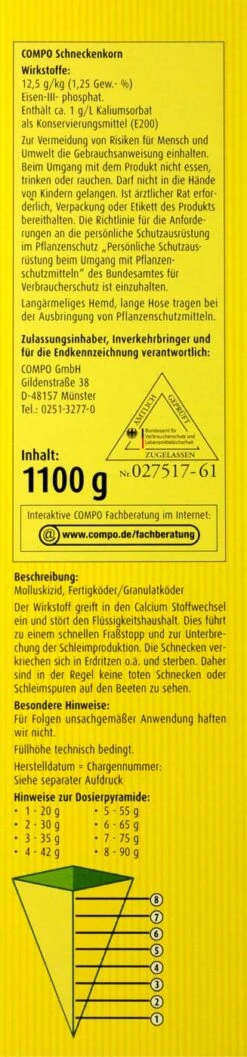 Compo Schneckenkorn - 1,1 Kg -Deutschland Pflegoria Verkaufs-Shop Compo20Schneckenkorn 31314 R01
