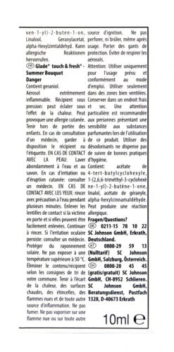 Glade® Glade Touch & Fresh - Summer Bouquet - 10 Ml -Deutschland Pflegoria Verkaufs-Shop Glade20Touch20und20Fresh20 20Summer20Bouquet 26118 L01