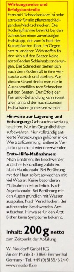 Neudorff Ferramol Schneckenkorn - 200 G -Deutschland Pflegoria Verkaufs-Shop Neudorff20Ferramol20Schneckenkorn 32716 L01