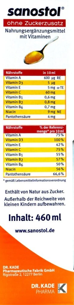 Sanostol Multi-Vitamine Zuckerfrei - 460 Ml -Deutschland Pflegoria Verkaufs-Shop Sanostol20Multi Vitamine20Zuckerfrei 50208 L01