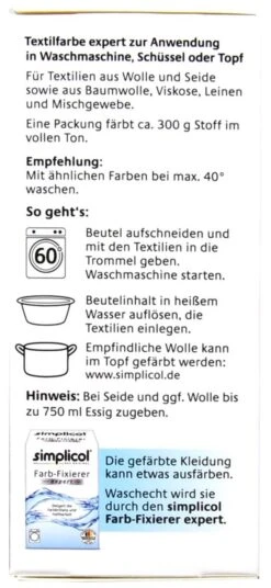 Simplicol Expert Mohn-Rot Textilfarbe - 1703 - 150 G -Deutschland Pflegoria Verkaufs-Shop Simplicol20Expert20Mohn Rot20Textilfarbe 27406 L01