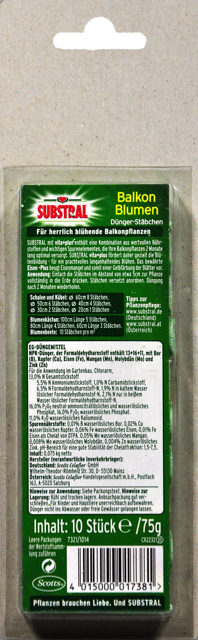Substral Balkonblumen Düngerstäbchen - 10 Stück 2 Substral Balkonblumen Düngerstäbchen - 10 Stück – Bild 2