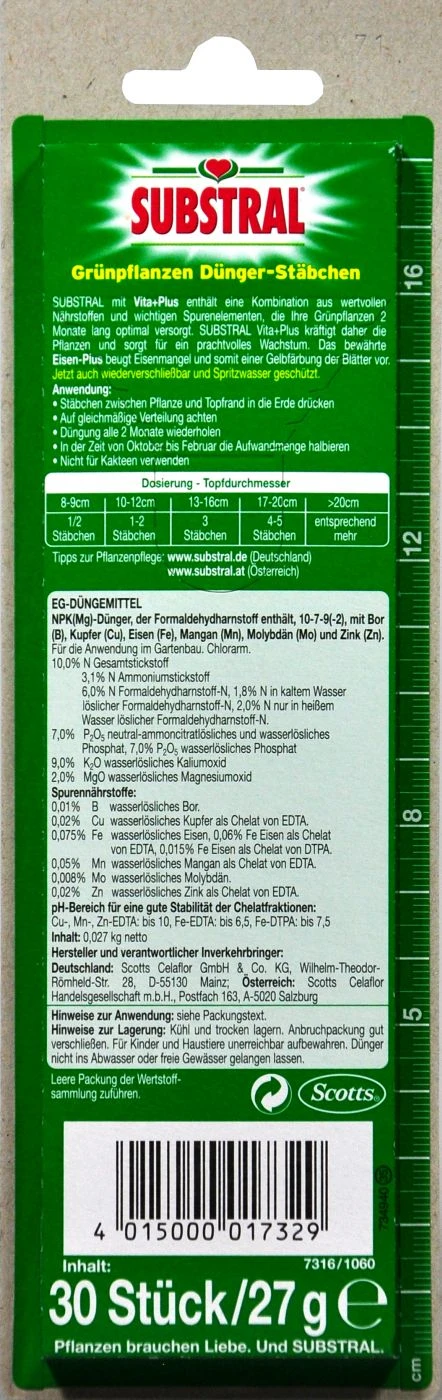 Substral Grünpflanzen Düngerstäbchen - 30 Stück 2 Substral Grünpflanzen Düngerstäbchen - 30 Stück – Bild 2