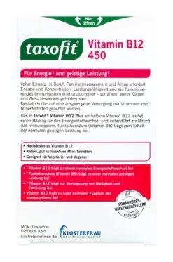Taxofit Vitamin B12 450 µg Mini-Tabletten - 30 Stück -Deutschland Pflegoria Verkaufs-Shop Taxofit20Vitamin20B122045020µg20Mini Tabletten 76825 H01